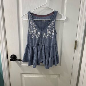 Arizona Jean Company Blue Floral Tank Top